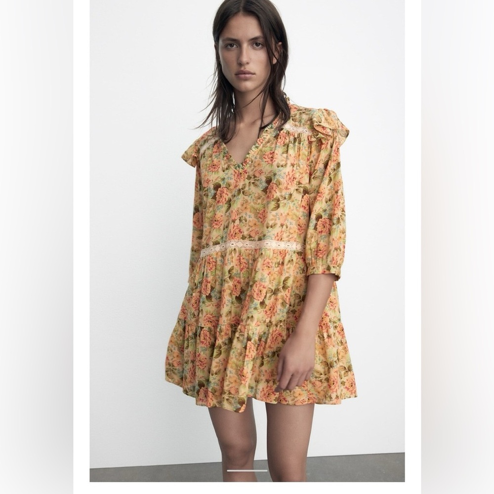 Zara Floral Ruffle Dress